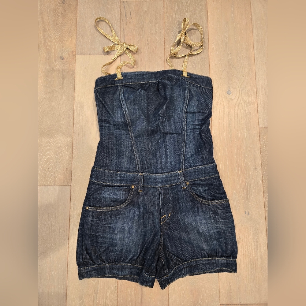 Fornarina original vintage Y2K dark blue denim one piece romper